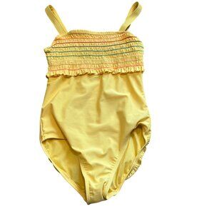 Gap Kids Yellow One-Piece Swimsuit L - Smocked Ruffle Bodice & Adjustable Straps